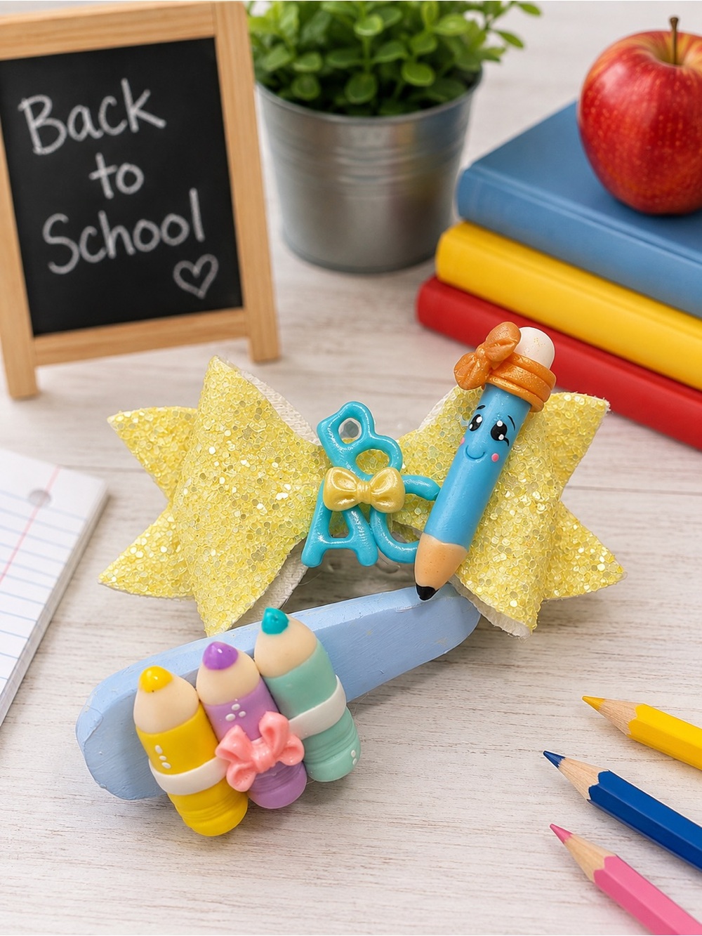 School Themed Hair Clips